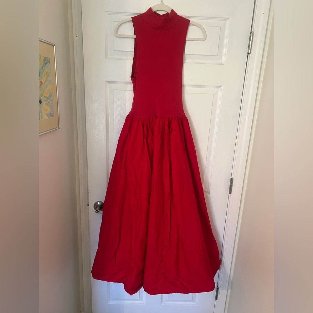 Reformation Vibrant Red Ribbed Fabric